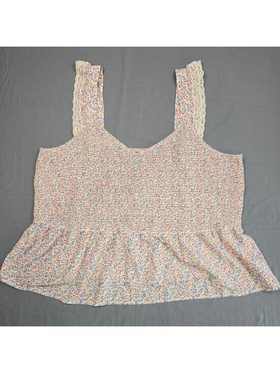 Old Navy Tops - Old Navy 4X Sleeveless Floral Print Ruffle Tank Top Boho Flowy Romantic Cottage